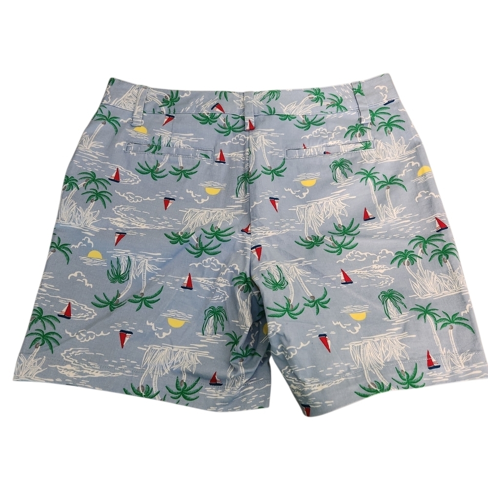 Lands' End Light Blue Tropical Sailboat Print Hybrid Shorts